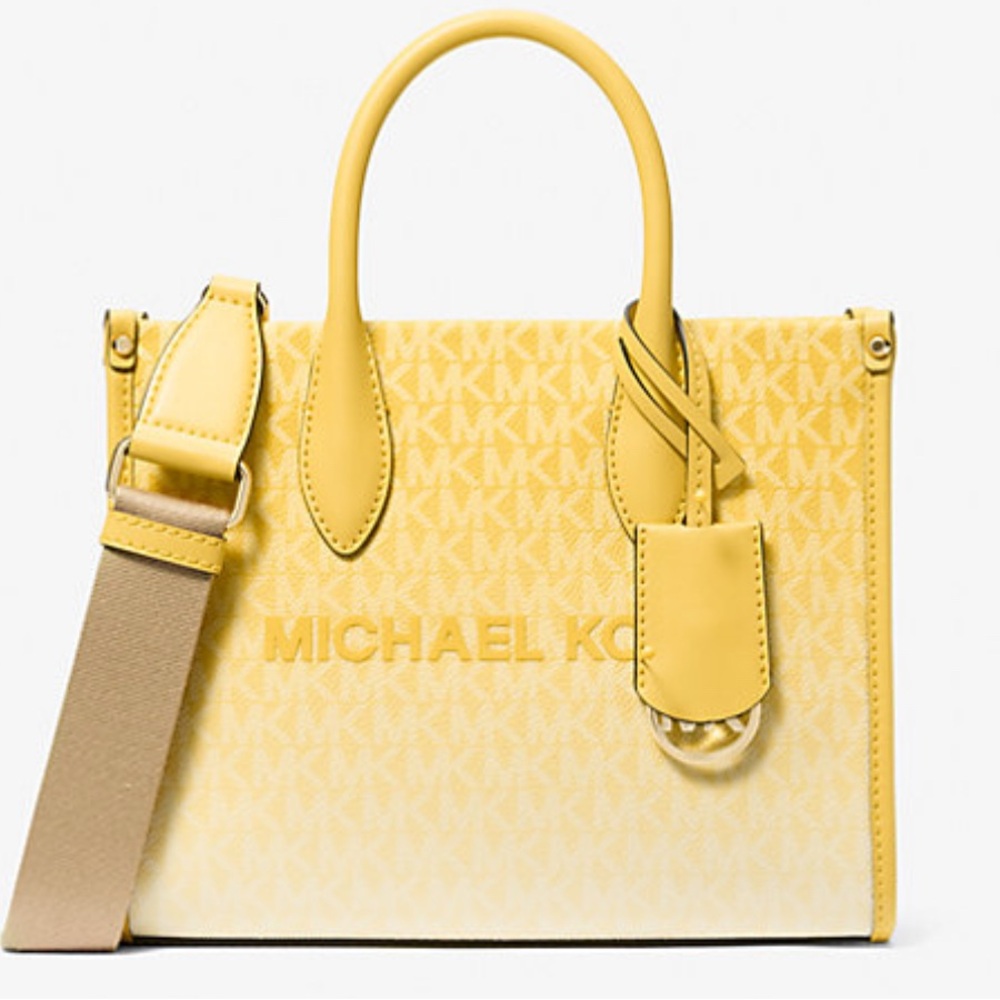 Michael Kors Yellow Satchel Mirella Ombré Crossbody bag with Gold Hardware